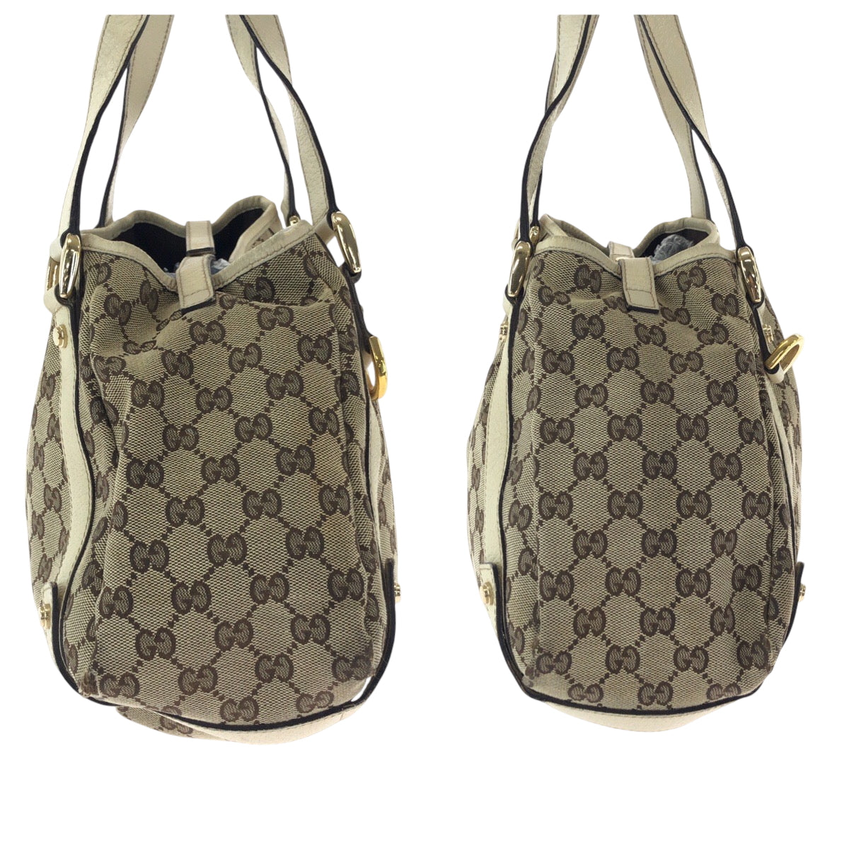 16547
GUCCI グッチ ベージュ アイボリー ゴールド金具 GGキャンバス トートバッグ ショルダーバッグ  レディース