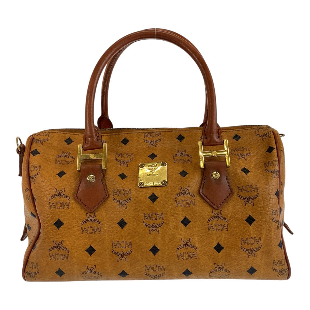 16548
MCM エム シー エム ヴィセトス ブラウン ゴールド金具 レザー ハンドバッグ ボストンバッグ  レディース