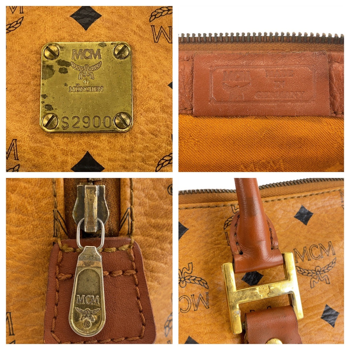 16548
MCM エム シー エム ヴィセトス ブラウン ゴールド金具 レザー ハンドバッグ ボストンバッグ  レディース