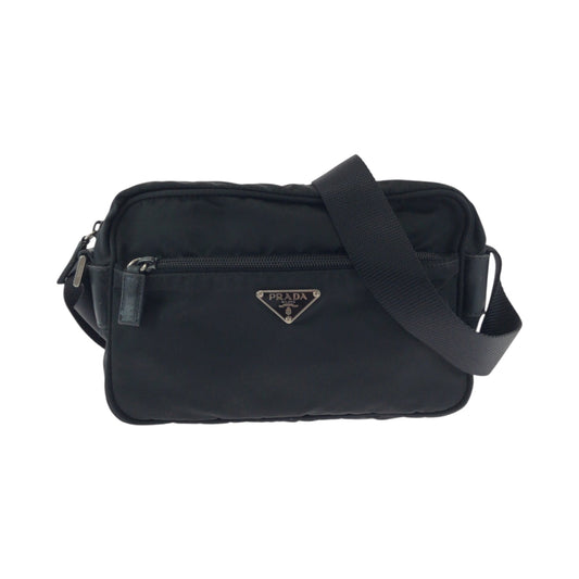 16549
PRADA プラダ テスート 三角ロゴプレート ブラック 黒 シルバー金具 ナイロン BT0167 ショルダーバッグ ポシェット  レディース