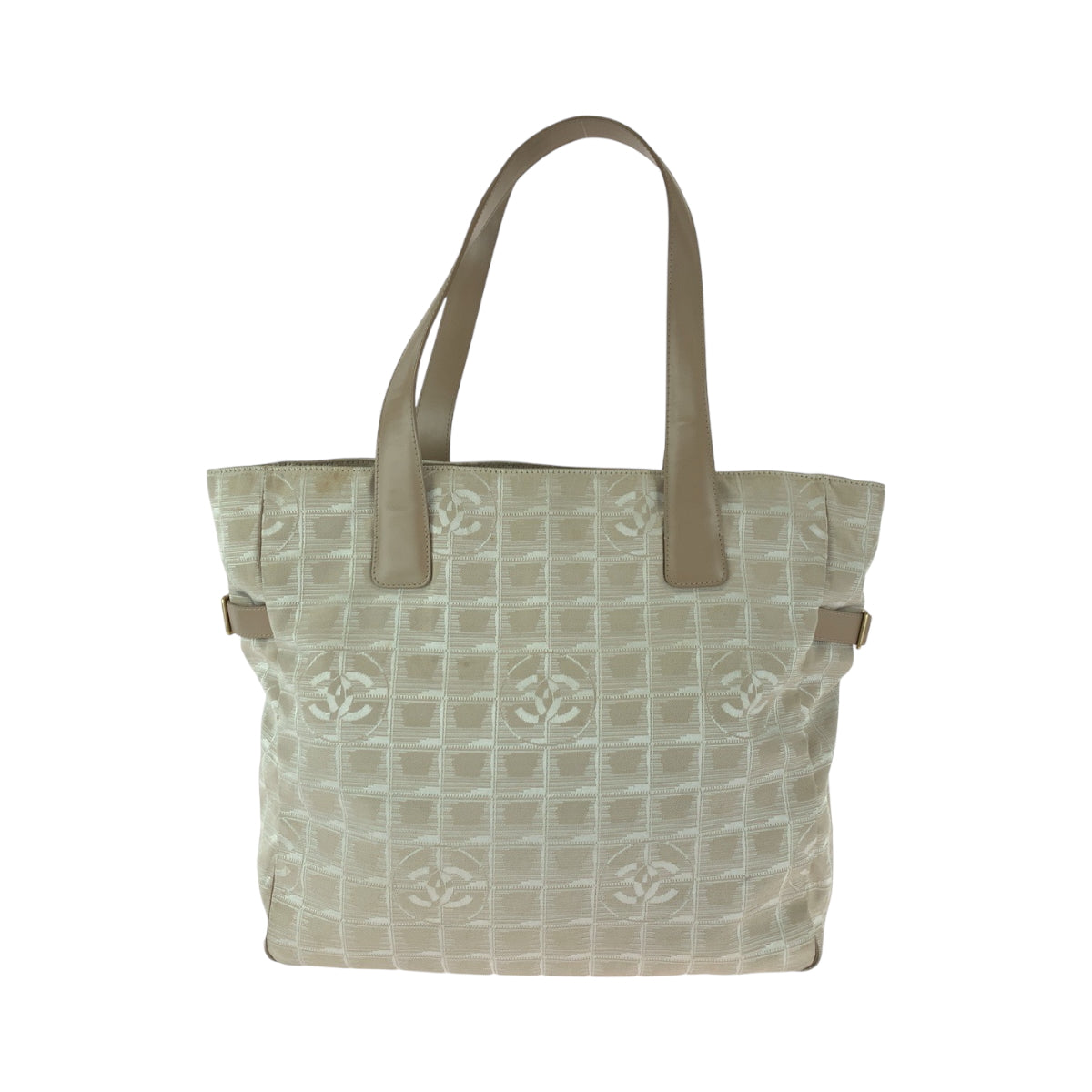 16551
CHANEL シャネル ニュートラベルラインGM ココマーク ピンクベージュ ゴールド金具 ナイロン トートバッグ ショルダーバッグ  レディース AB29