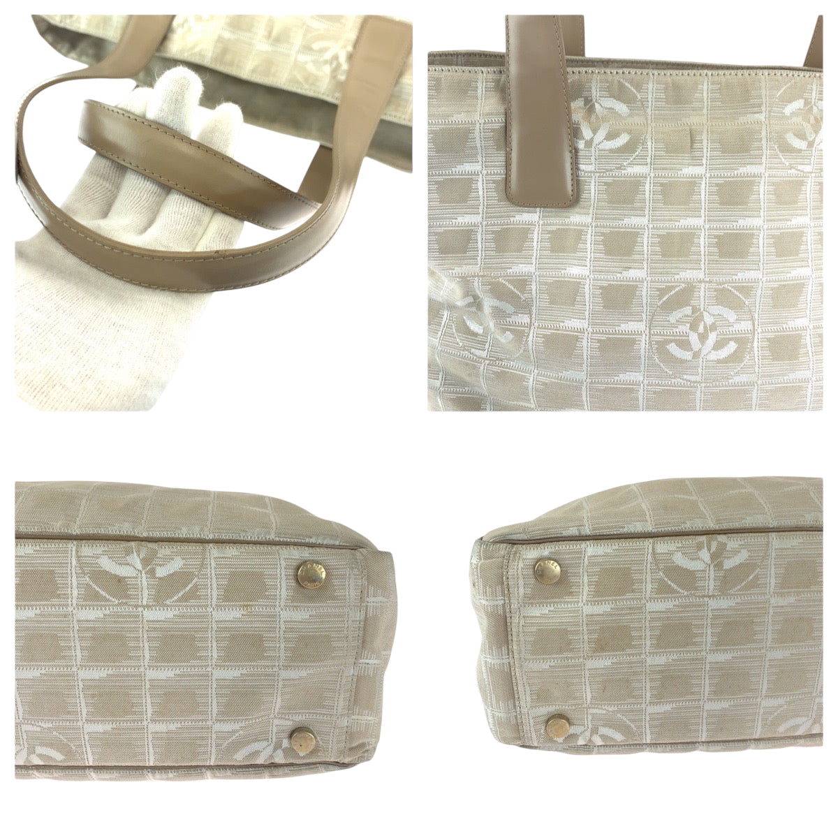 16551
CHANEL シャネル ニュートラベルラインGM ココマーク ピンクベージュ ゴールド金具 ナイロン トートバッグ ショルダーバッグ  レディース AB29