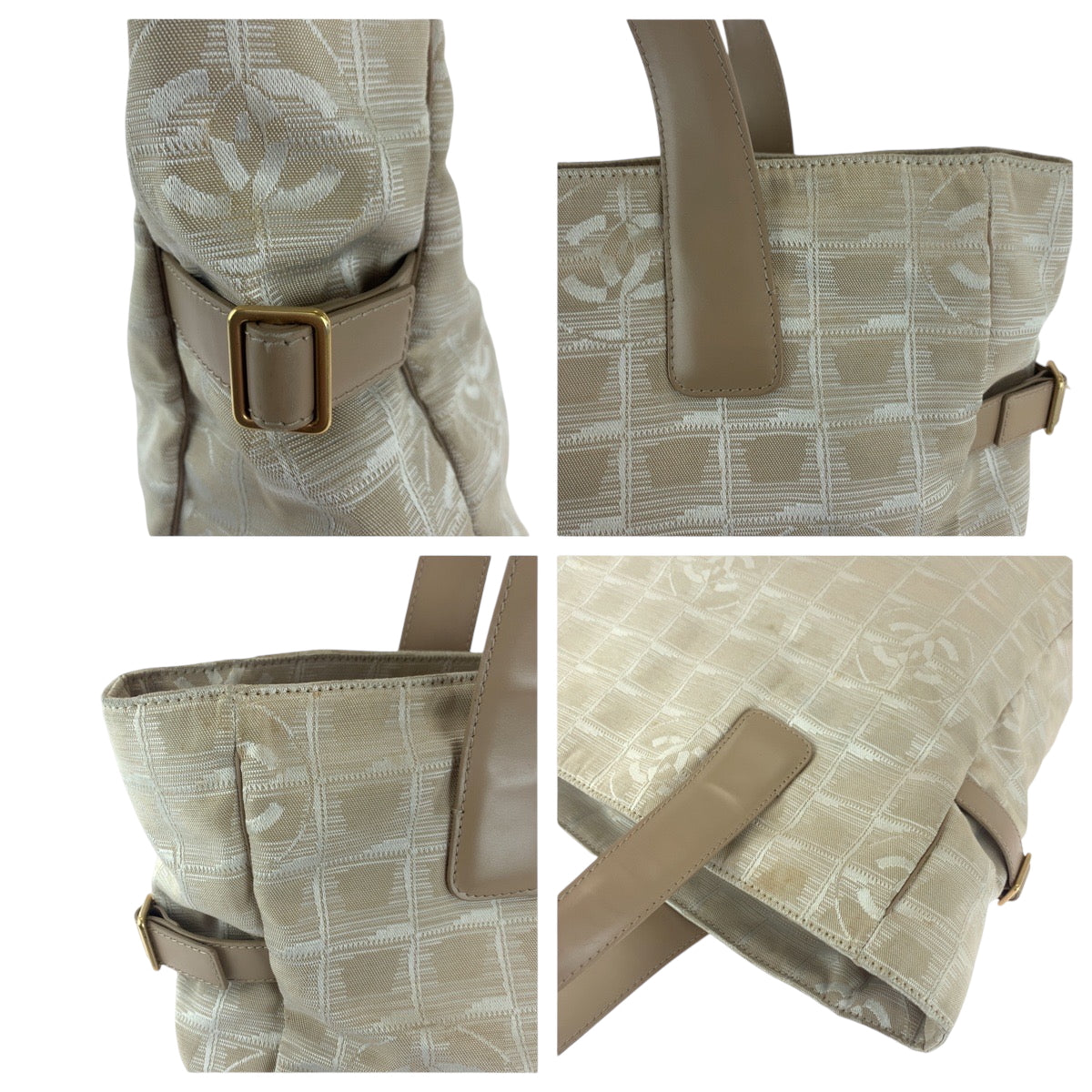16551
CHANEL シャネル ニュートラベルラインGM ココマーク ピンクベージュ ゴールド金具 ナイロン トートバッグ ショルダーバッグ  レディース AB29