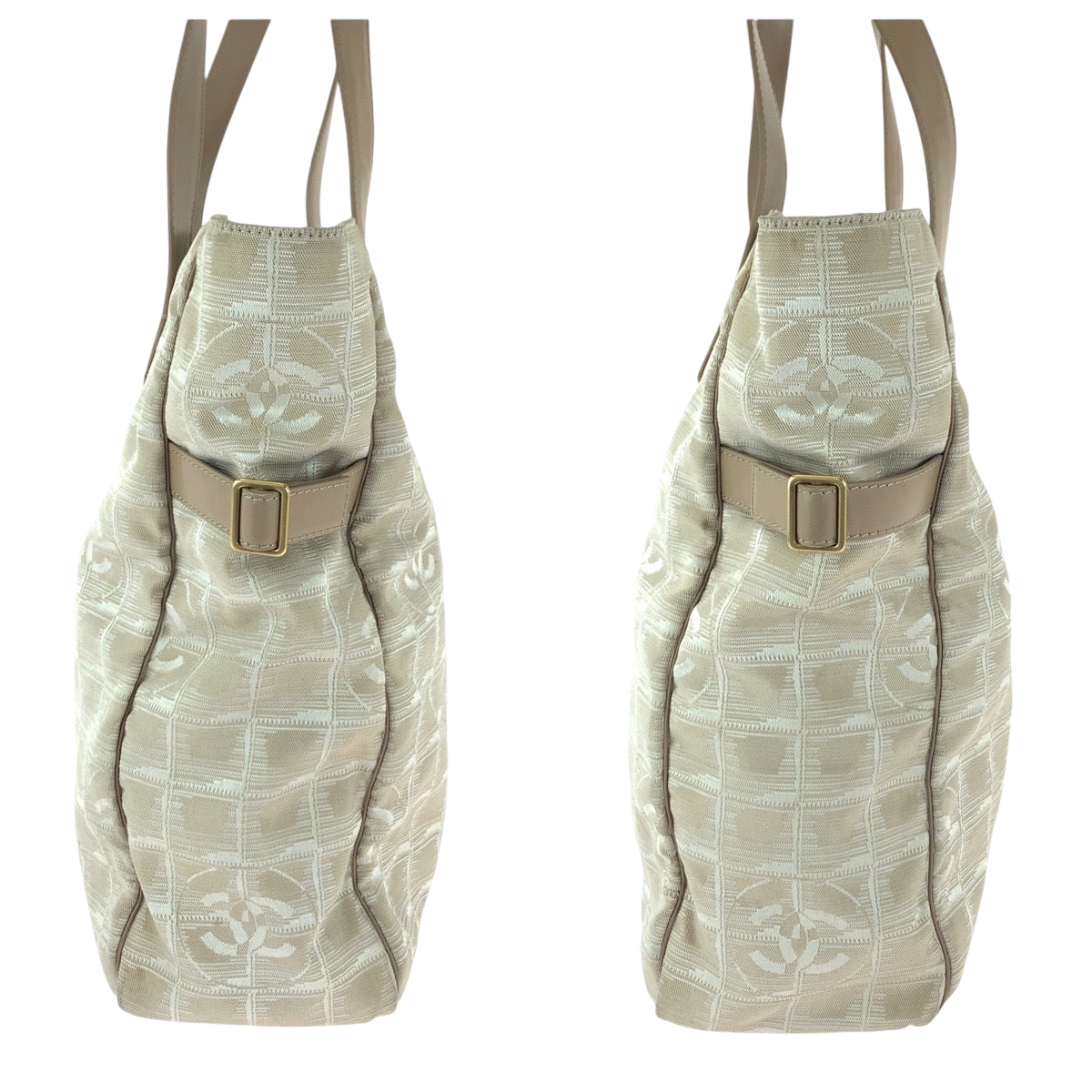 16551
CHANEL シャネル ニュートラベルラインGM ココマーク ピンクベージュ ゴールド金具 ナイロン トートバッグ ショルダーバッグ  レディース AB29