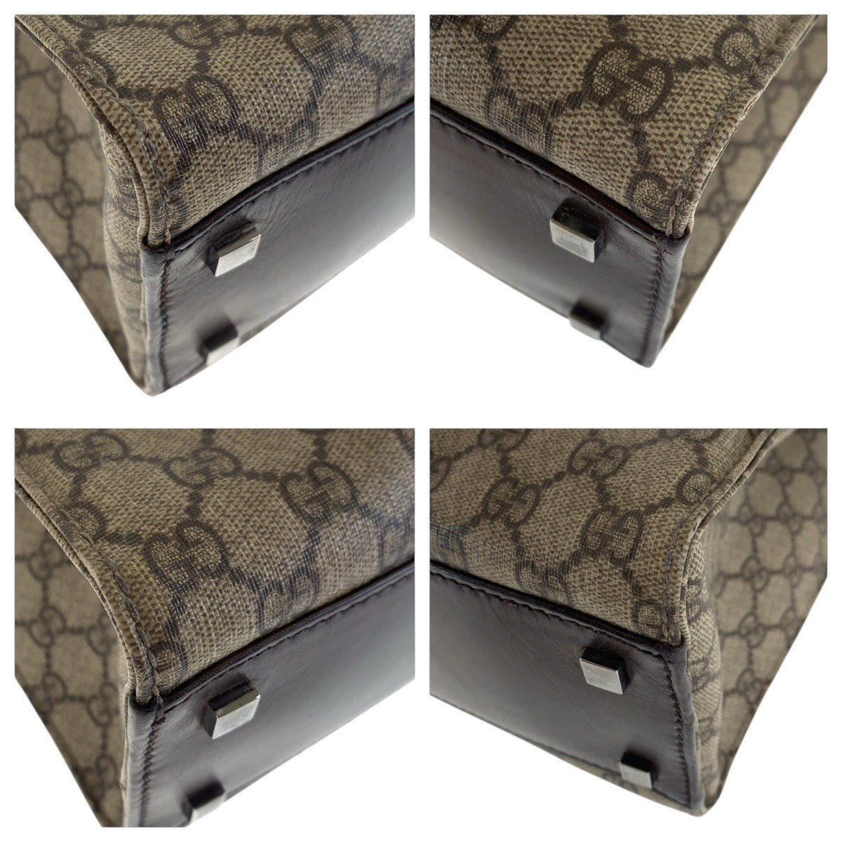 16555
GUCCI グッチ ブラウン シルバー金具 GGスプリームキャンバス / レザー 91249 トートバッグ ハンドバッグ  レディース AB20