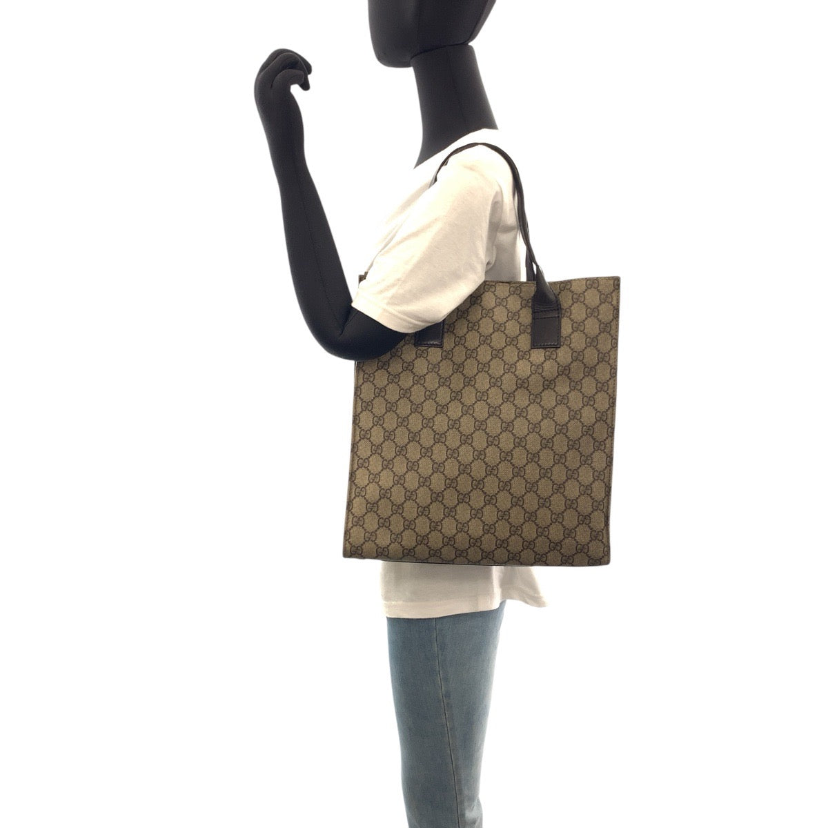 16555
GUCCI グッチ ブラウン シルバー金具 GGスプリームキャンバス / レザー 91249 トートバッグ ハンドバッグ  レディース AB20