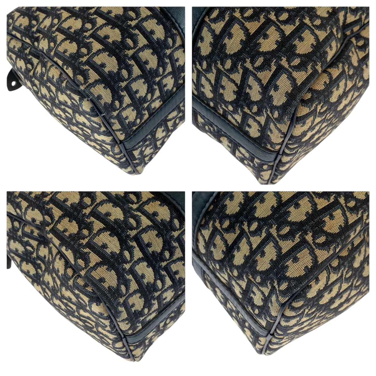 16557
Dior ディオール ヴィンテージ トロッター ネイビー ベージュ シルバー金具 キャンバス ハンドバッグ ミニボストンバッグ  レディース