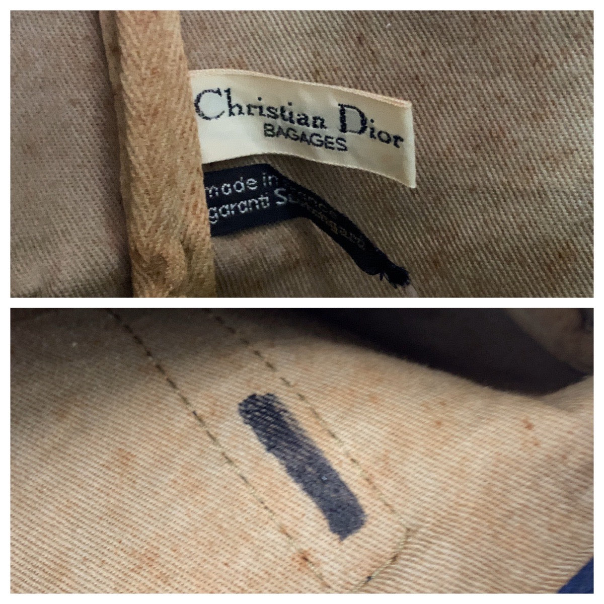 16557
Dior ディオール ヴィンテージ トロッター ネイビー ベージュ シルバー金具 キャンバス ハンドバッグ ミニボストンバッグ  レディース