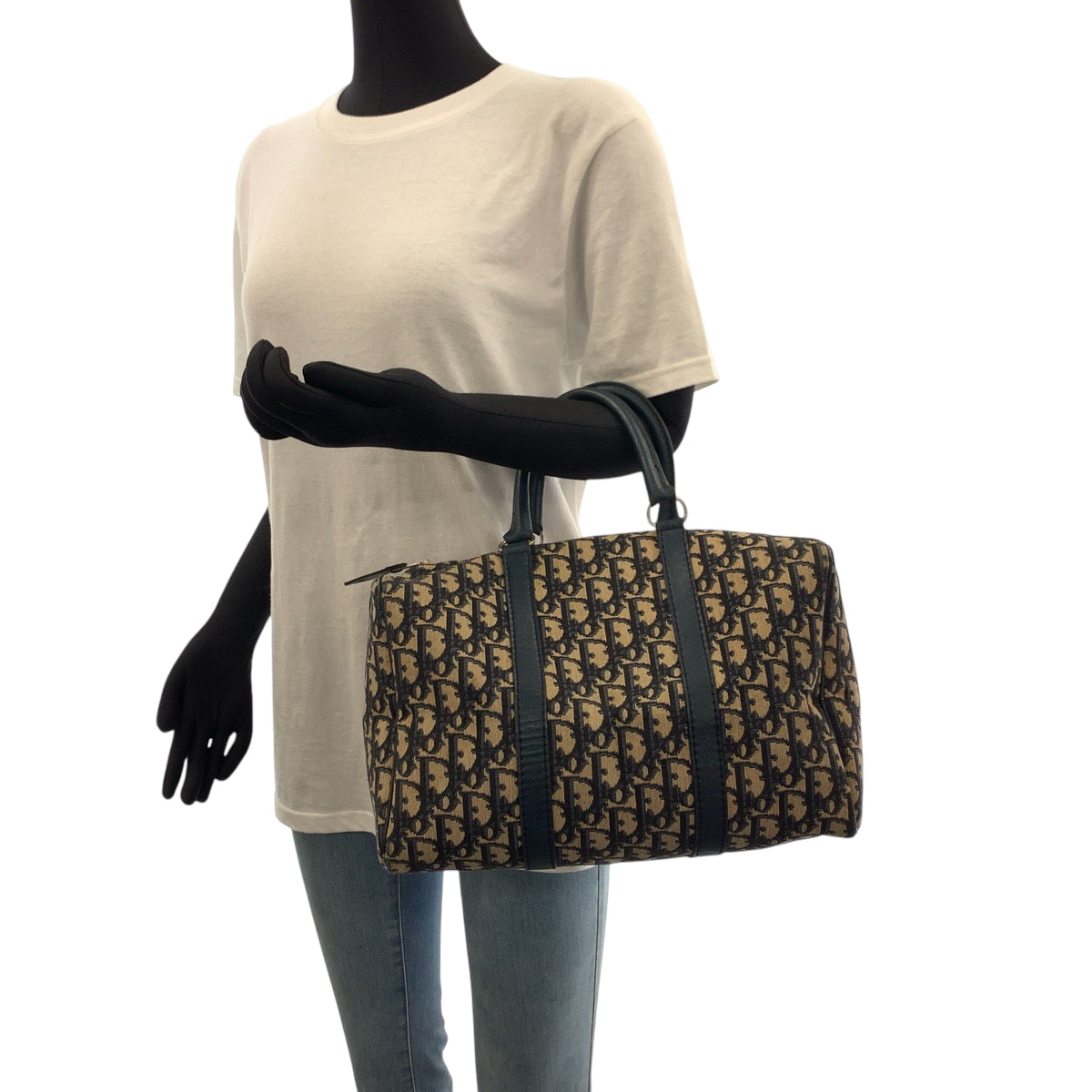 16557
Dior ディオール ヴィンテージ トロッター ネイビー ベージュ シルバー金具 キャンバス ハンドバッグ ミニボストンバッグ  レディース