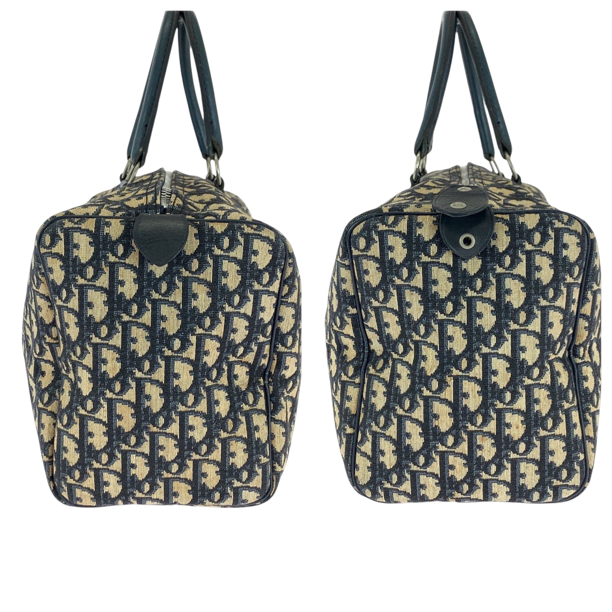 16557
Dior ディオール ヴィンテージ トロッター ネイビー ベージュ シルバー金具 キャンバス ハンドバッグ ミニボストンバッグ  レディース