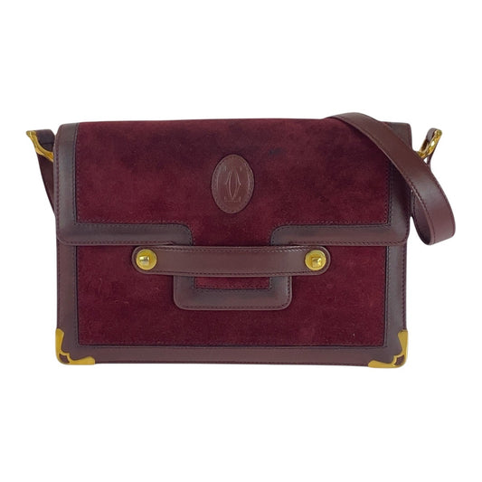 16560
CARTIER カルティエ マストドゥカルティエ ボルドー ゴールド金具 スウェード / レザー ショルダーバッグ ポシェット  レディース