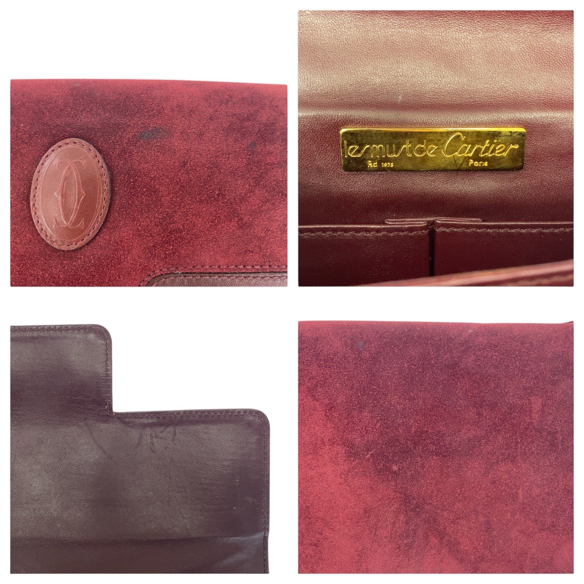 16560
CARTIER カルティエ マストドゥカルティエ ボルドー ゴールド金具 スウェード / レザー ショルダーバッグ ポシェット  レディース