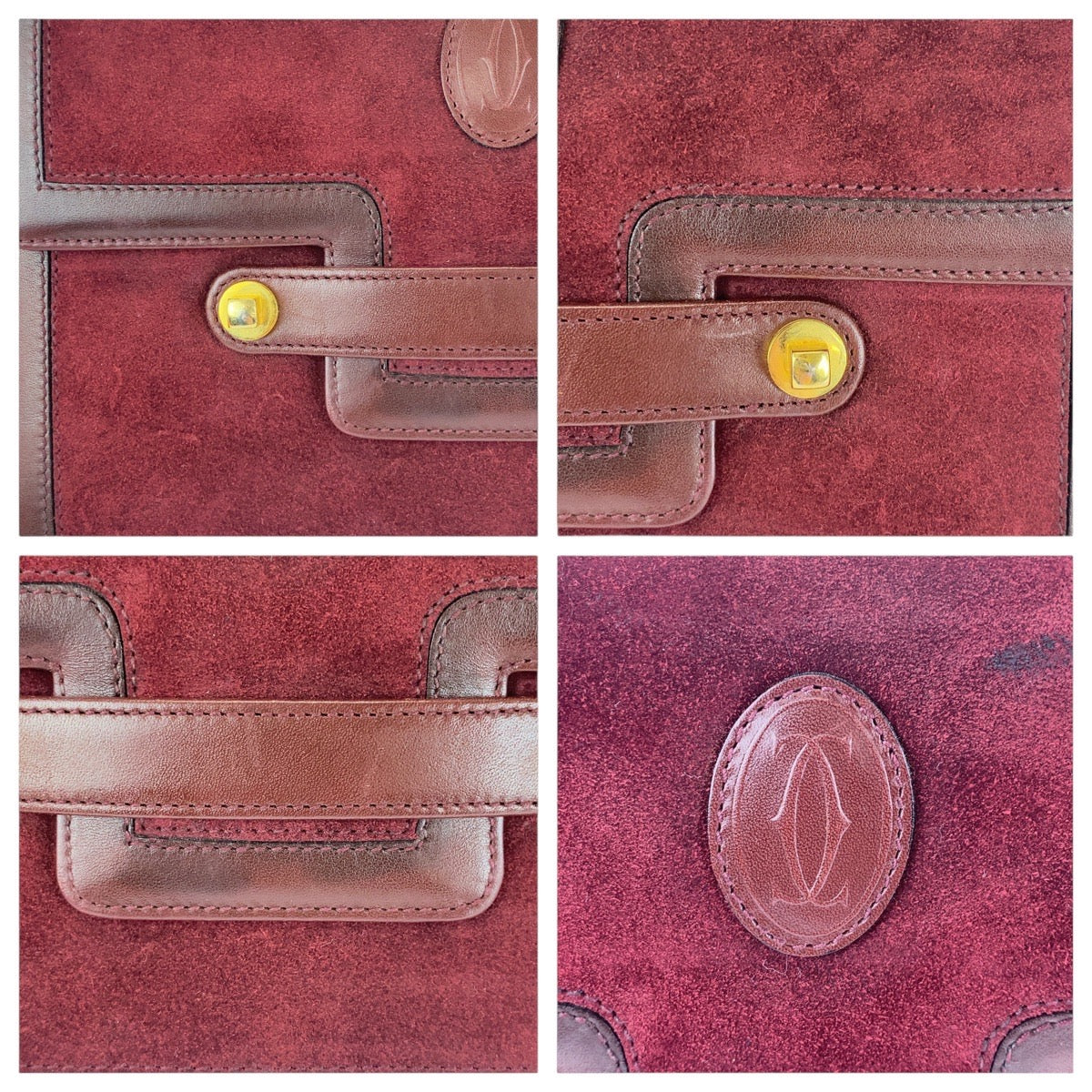 16560
CARTIER カルティエ マストドゥカルティエ ボルドー ゴールド金具 スウェード / レザー ショルダーバッグ ポシェット  レディース