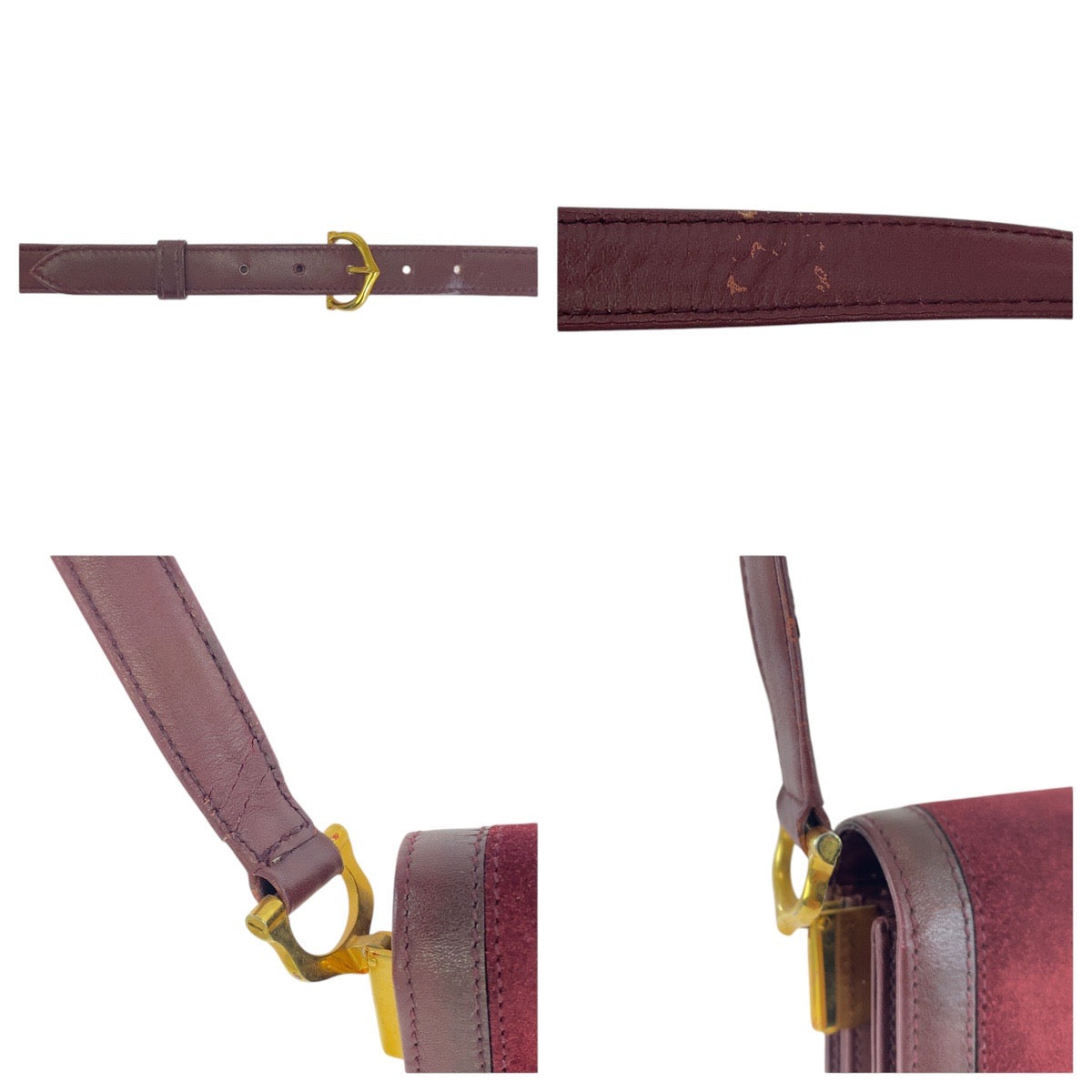 16560
CARTIER カルティエ マストドゥカルティエ ボルドー ゴールド金具 スウェード / レザー ショルダーバッグ ポシェット  レディース