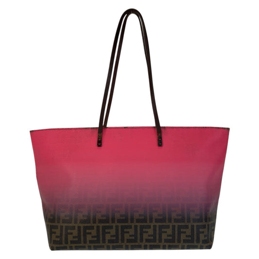 16561
FENDI フェンディ ズッカ ピンク ブラウン レザー 8BH185 トートバッグ ショルダーバッグ  レディース