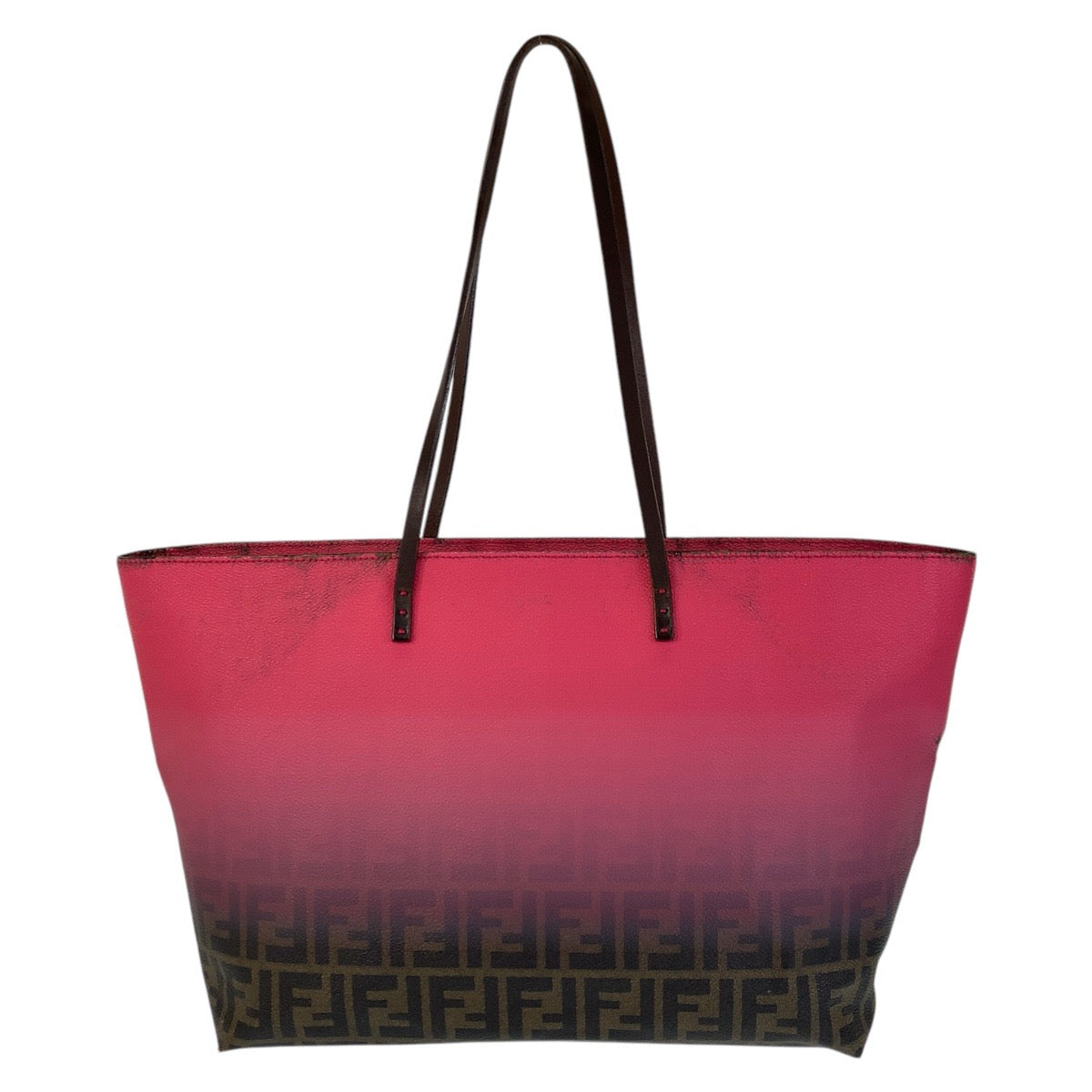 16561
FENDI フェンディ ズッカ ピンク ブラウン レザー 8BH185 トートバッグ ショルダーバッグ  レディース