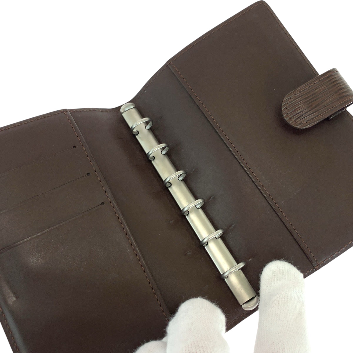 16566
LOUIS VUITTON ルイヴィトン エピ アジェンダPM 男女兼用 ブラウン シルバー金具 エピレザー R2005D 手帳カバー 6穴式  メンズ
