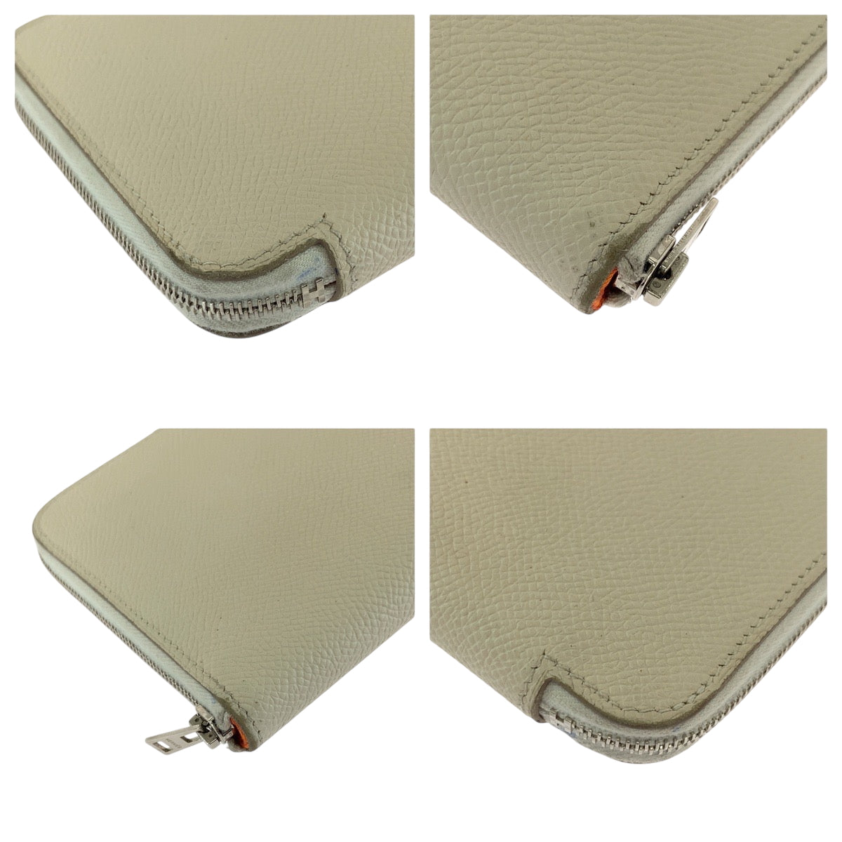 16567
HERMES エルメス アザップロング シルクイン アイボリー シルバー金具 ヴォーエプソン 長財布 ラウンドファスナー A刻印  レディース AB38
