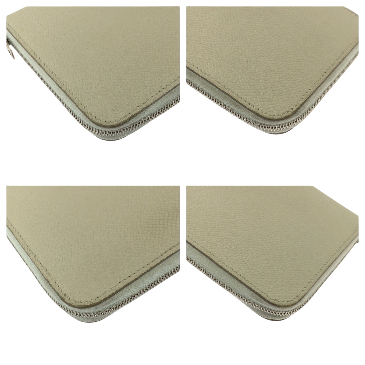 16567
HERMES エルメス アザップロング シルクイン アイボリー シルバー金具 ヴォーエプソン 長財布 ラウンドファスナー A刻印  レディース AB38
