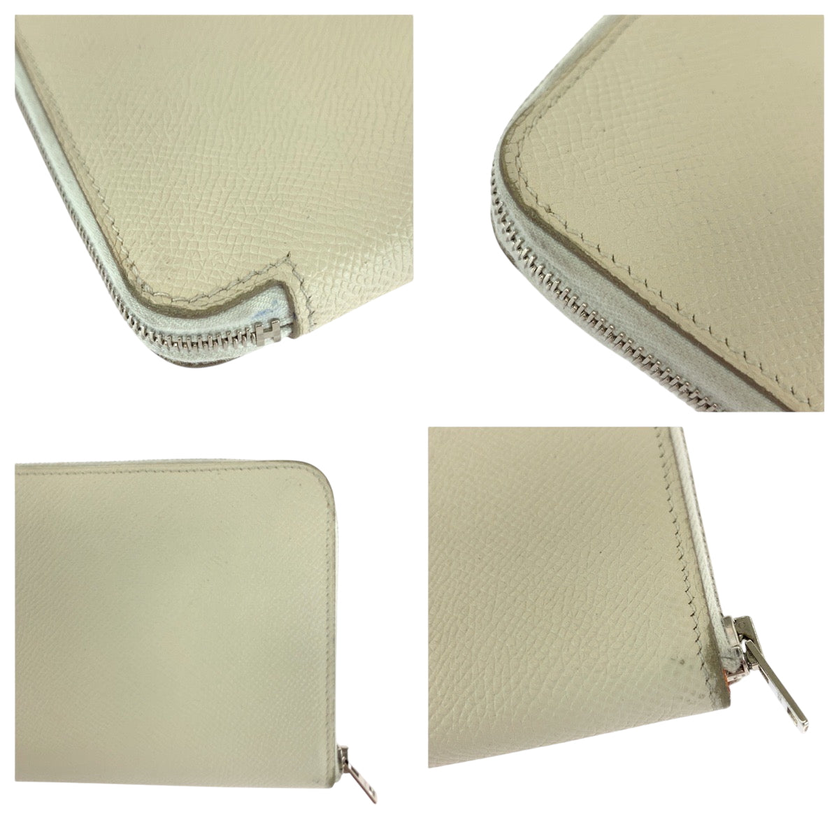 16567
HERMES エルメス アザップロング シルクイン アイボリー シルバー金具 ヴォーエプソン 長財布 ラウンドファスナー A刻印  レディース AB38