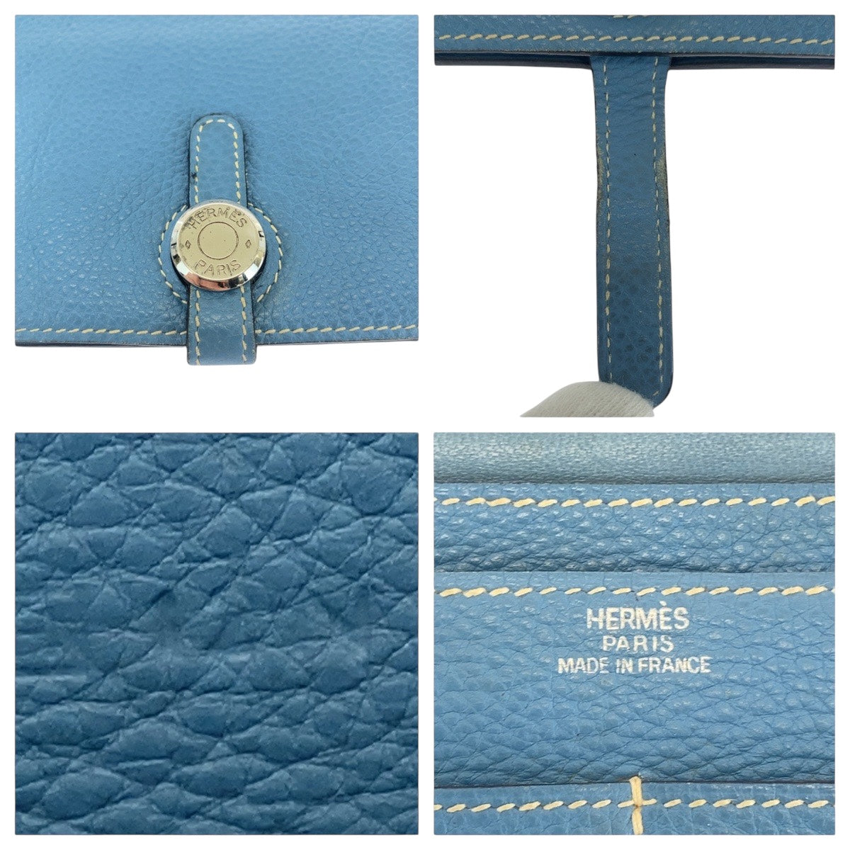16575
HERMES エルメス ドゴン GM ブルージーン シルバー金具 トゴ 長財布 ロングウォレット 男女兼用 □B刻印  レディース AB44