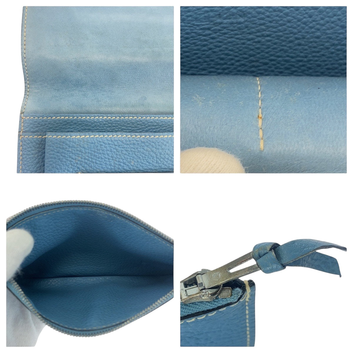 16575
HERMES エルメス ドゴン GM ブルージーン シルバー金具 トゴ 長財布 ロングウォレット 男女兼用 □B刻印  レディース AB44