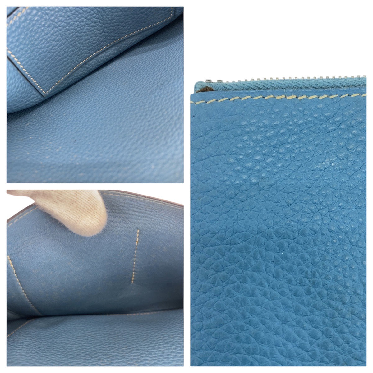 16575
HERMES エルメス ドゴン GM ブルージーン シルバー金具 トゴ 長財布 ロングウォレット 男女兼用 □B刻印  レディース AB44
