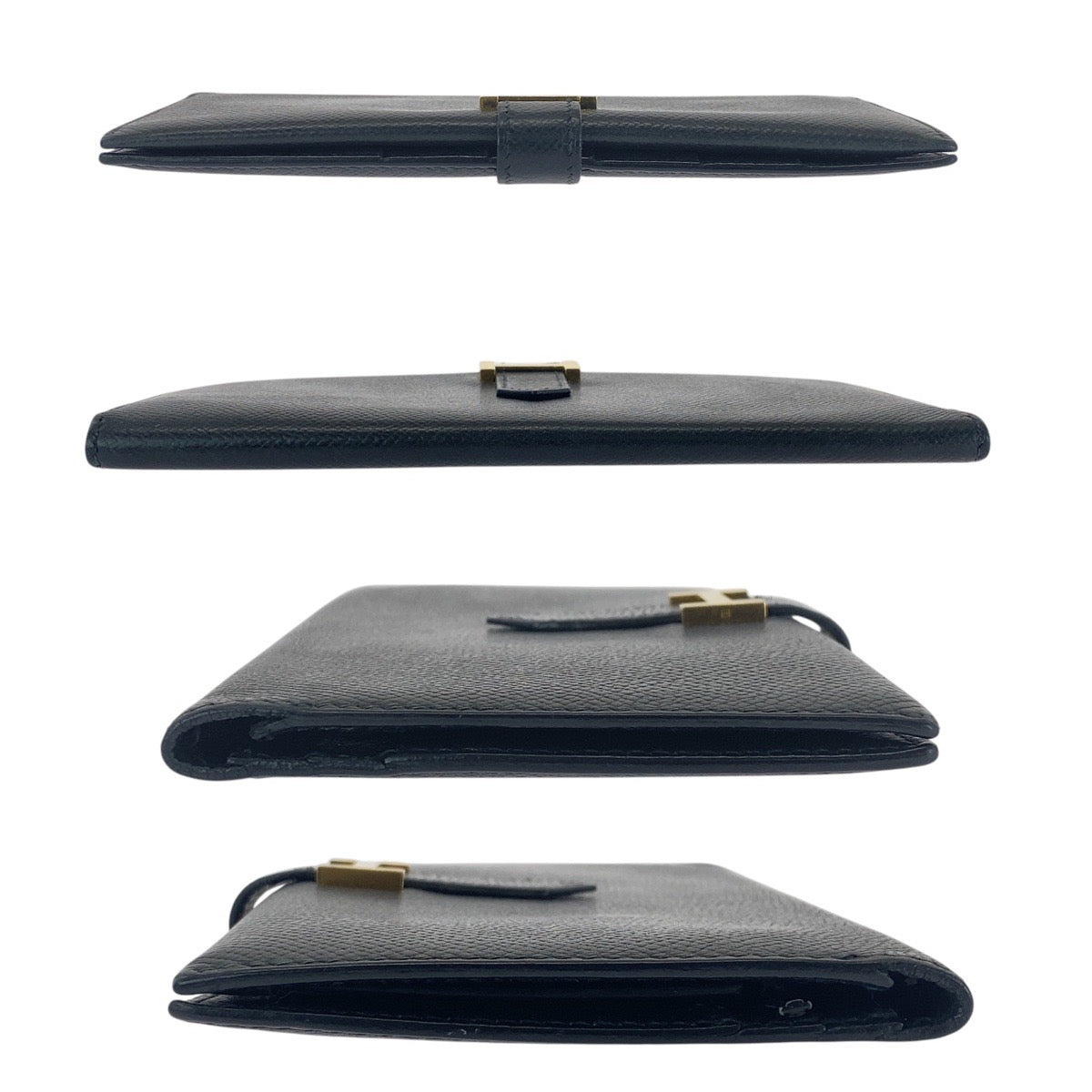16576
HERMES エルメス べアン ブラック 黒 ゴールド金具 ボックスカーフ 長財布 ロングウォレット 男女兼用 □B刻印  レディース ABP48