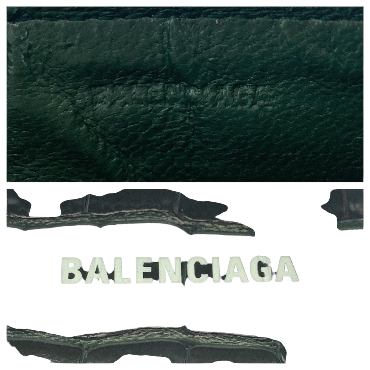 16578
BALENCIAGA バレンシアガ クロコ型押し ブラック 黒 グリーン シルバー金具 レザー 640535 コンパクトウォレット フラグメントケース  メンズ ABP19
