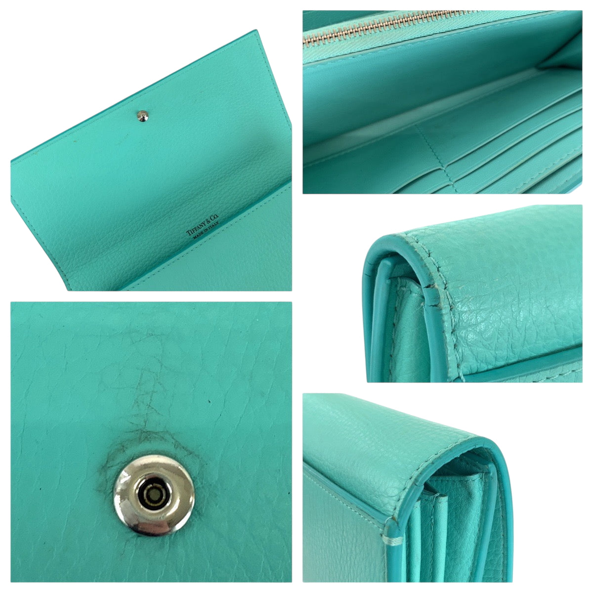 16579
TIFFANY&Co. ティファニー コンチネンタル ティファニーブルー シルバー金具 レザー 長財布 ロングウォレット レディース ABP33