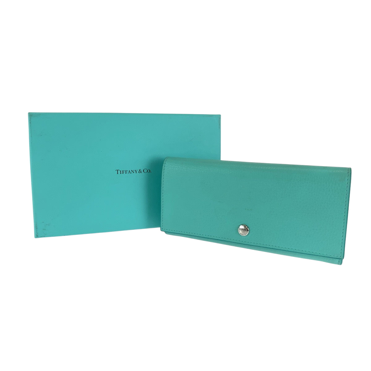 16579
TIFFANY&Co. ティファニー コンチネンタル ティファニーブルー シルバー金具 レザー 長財布 ロングウォレット レディース ABP33