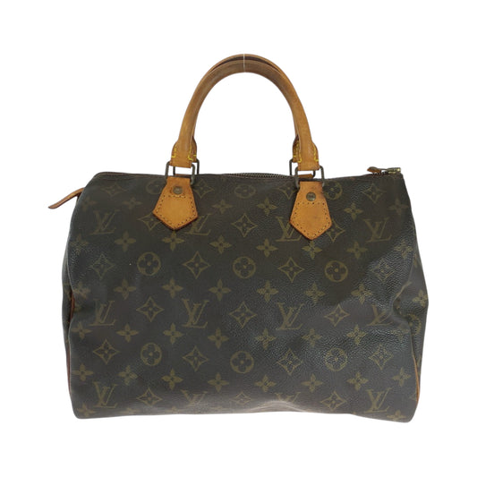 16581
LOUIS VUITTON ルイヴィトン モノグラム スピーディ30 ブラウン ゴールド金具 PVC ハンドバッグ ミニボストンバッグ  レディース AB41