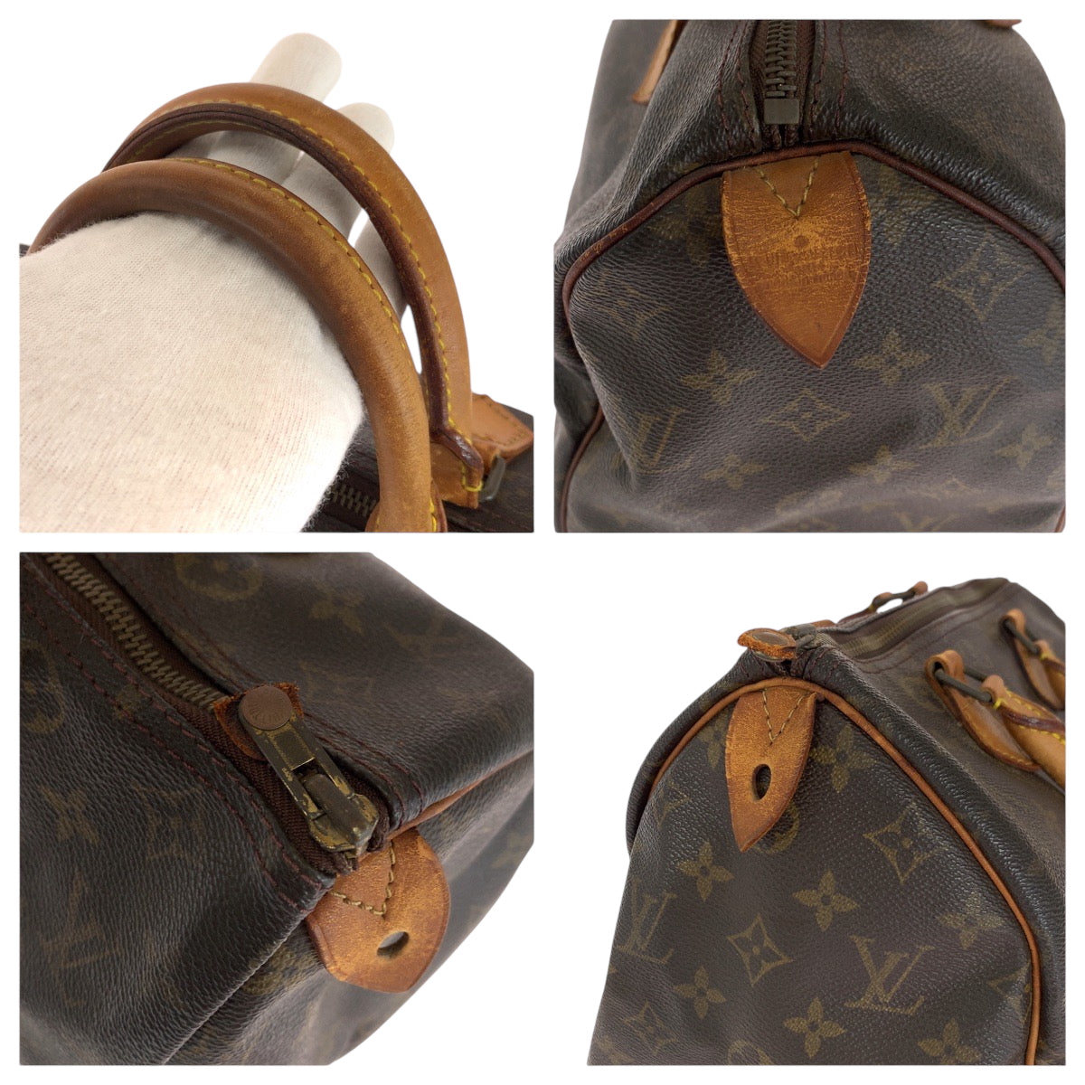 16581
LOUIS VUITTON ルイヴィトン モノグラム スピーディ30 ブラウン ゴールド金具 PVC ハンドバッグ ミニボストンバッグ  レディース AB41