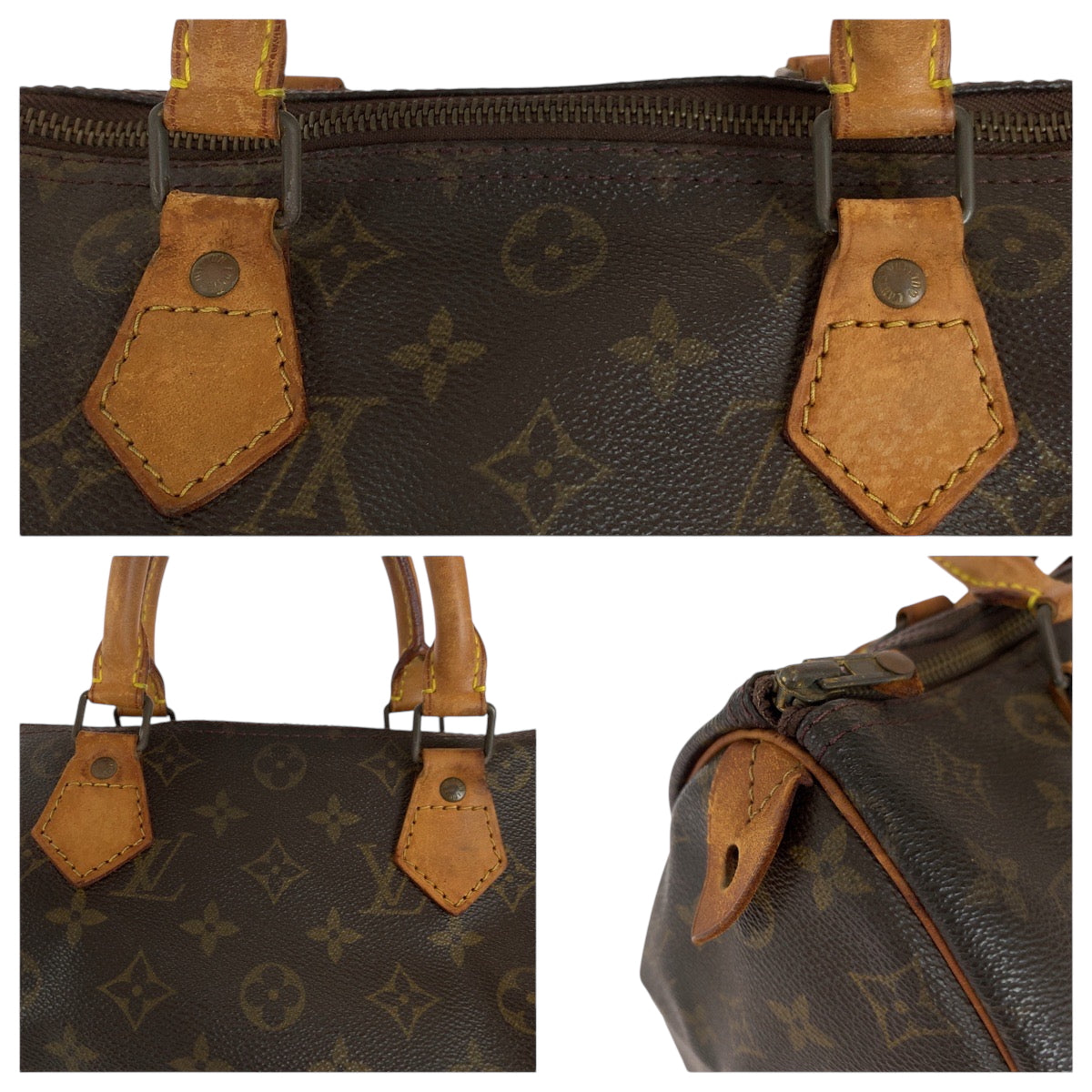 16581
LOUIS VUITTON ルイヴィトン モノグラム スピーディ30 ブラウン ゴールド金具 PVC ハンドバッグ ミニボストンバッグ  レディース AB41