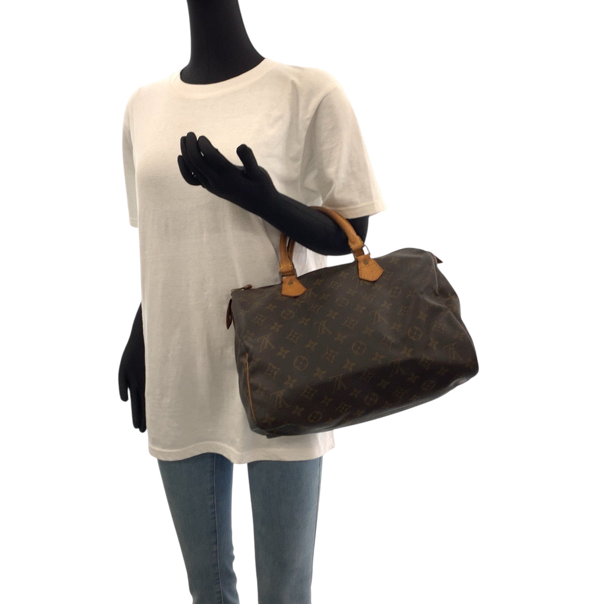 16581
LOUIS VUITTON ルイヴィトン モノグラム スピーディ30 ブラウン ゴールド金具 PVC ハンドバッグ ミニボストンバッグ  レディース AB41