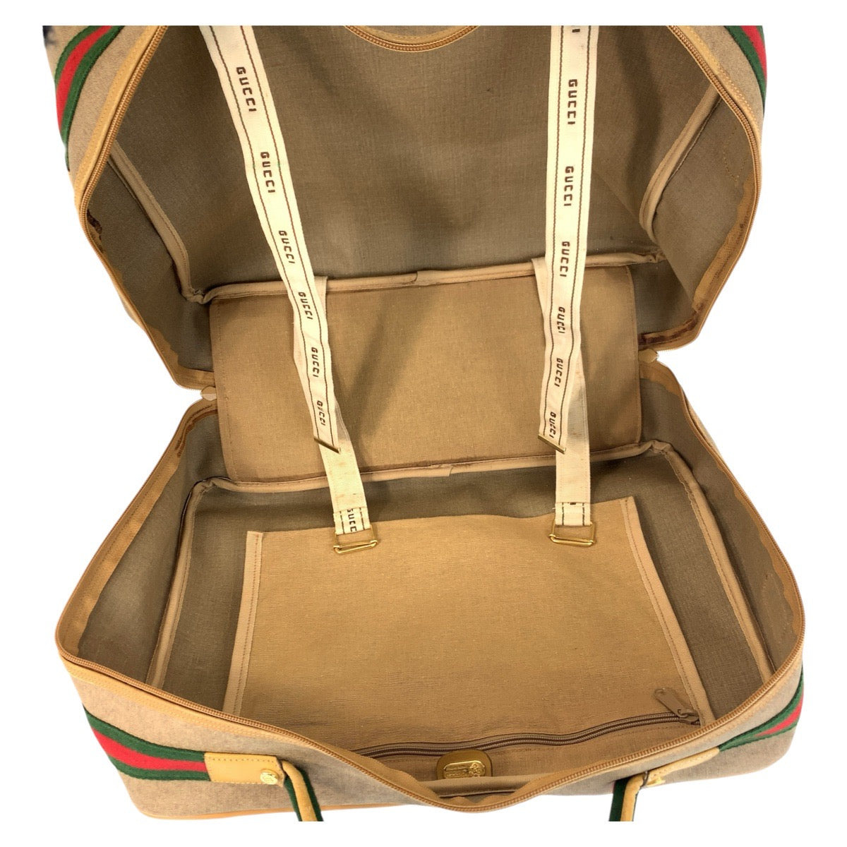 16583
GUCCI グッチ ヴィンテージ シェリーライン オールドグッチ ベージュ ゴールド金具 PVC 012 39 4863 ボストンバッグ 男女兼用  レディース AB40