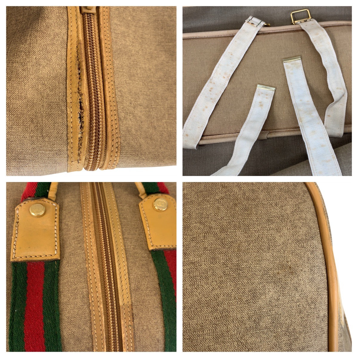 16583
GUCCI グッチ ヴィンテージ シェリーライン オールドグッチ ベージュ ゴールド金具 PVC 012 39 4863 ボストンバッグ 男女兼用  レディース AB40