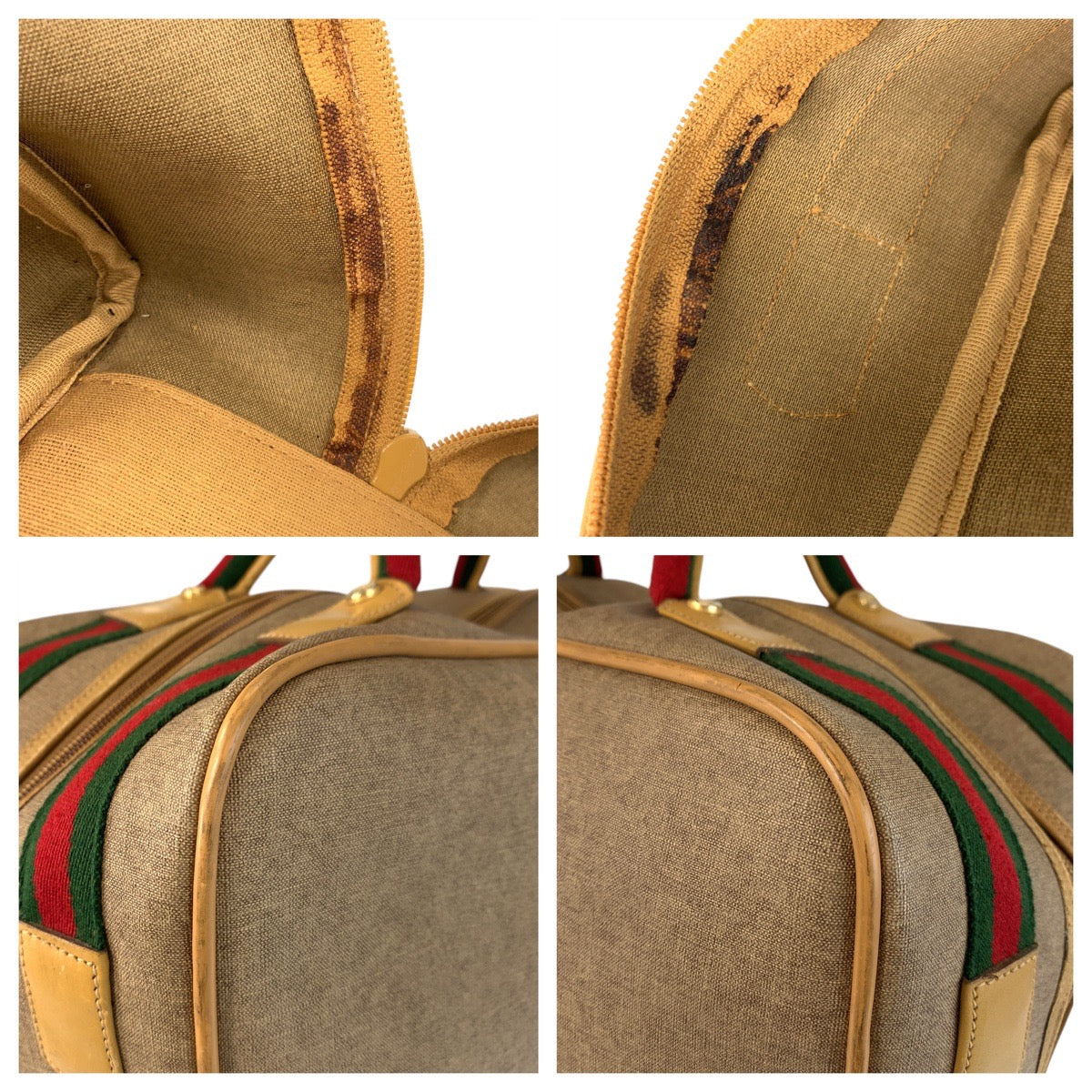 16583
GUCCI グッチ ヴィンテージ シェリーライン オールドグッチ ベージュ ゴールド金具 PVC 012 39 4863 ボストンバッグ 男女兼用  レディース AB40