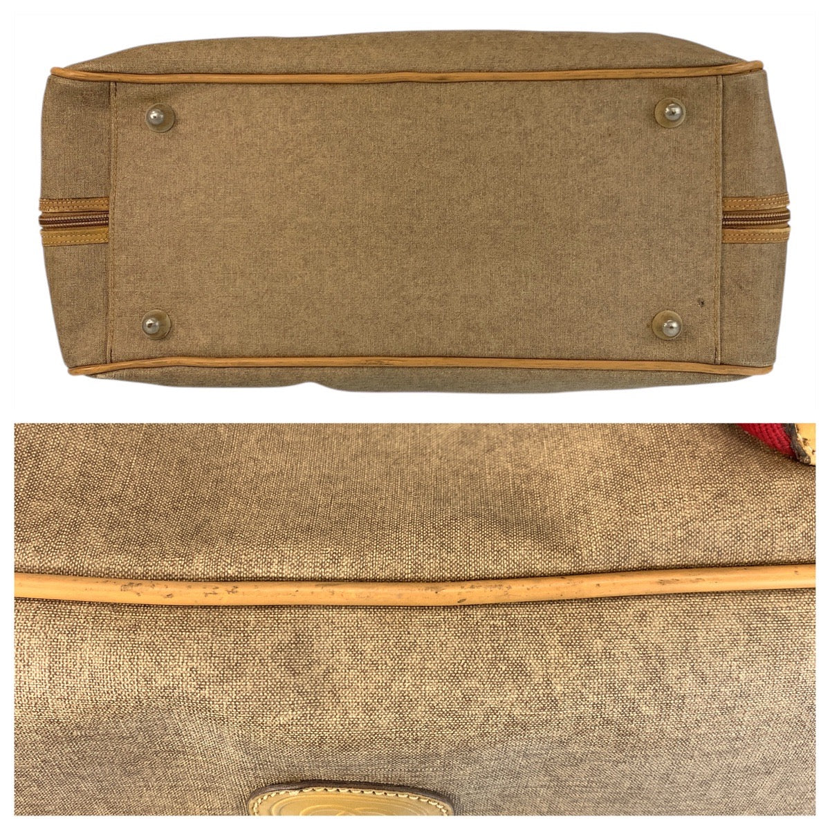 16583
GUCCI グッチ ヴィンテージ シェリーライン オールドグッチ ベージュ ゴールド金具 PVC 012 39 4863 ボストンバッグ 男女兼用  レディース AB40