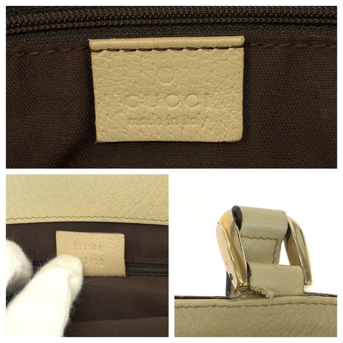 16584
GUCCI グッチ ベージュ アイボリー ゴールド金具 GGキャンバス 170004 トートバッグ ハンドバッグ  レディース AB34