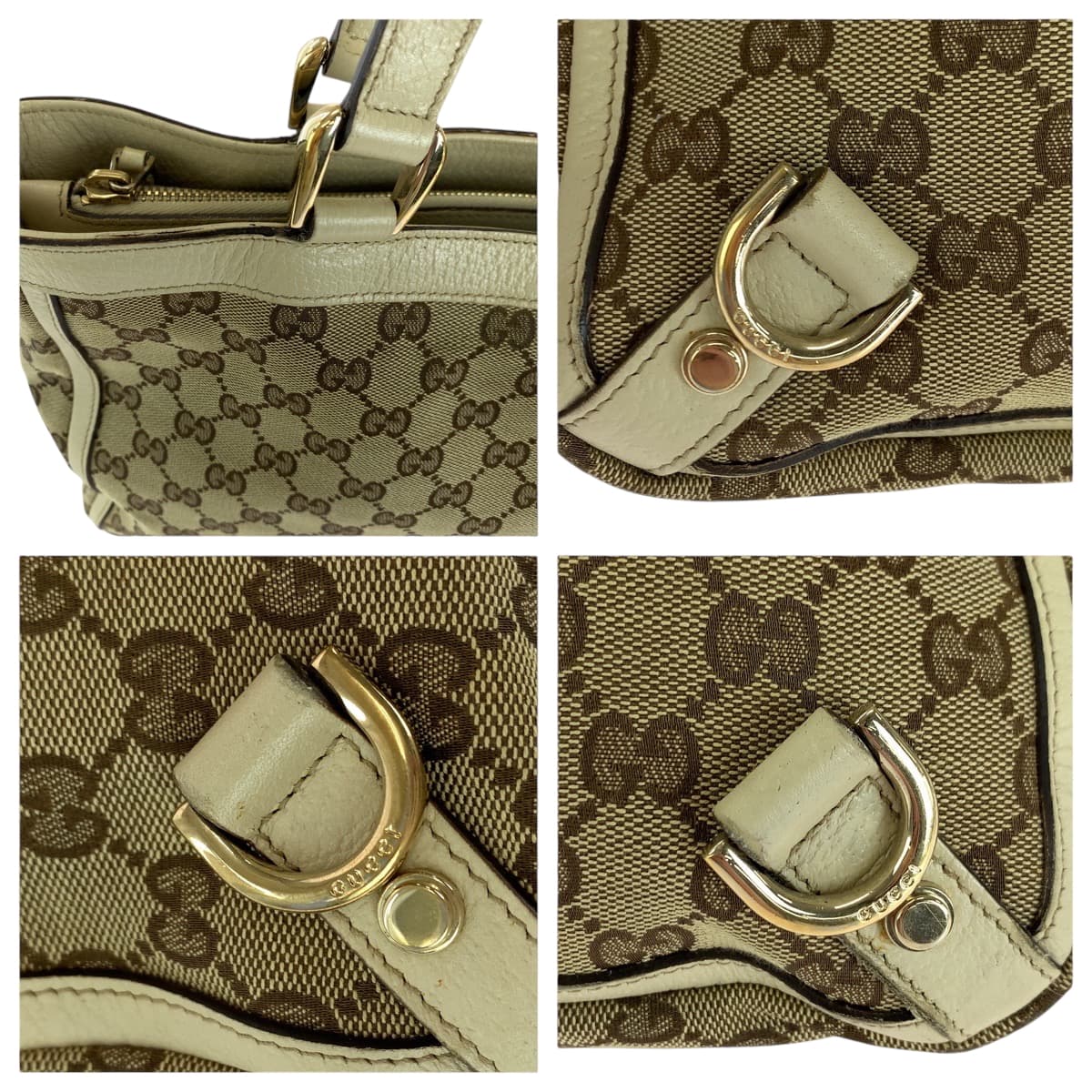 16584
GUCCI グッチ ベージュ アイボリー ゴールド金具 GGキャンバス 170004 トートバッグ ハンドバッグ  レディース AB34