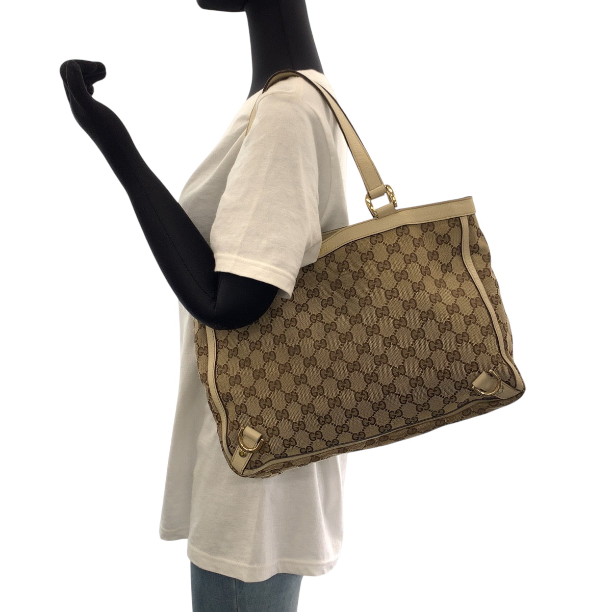 16584
GUCCI グッチ ベージュ アイボリー ゴールド金具 GGキャンバス 170004 トートバッグ ハンドバッグ  レディース AB34