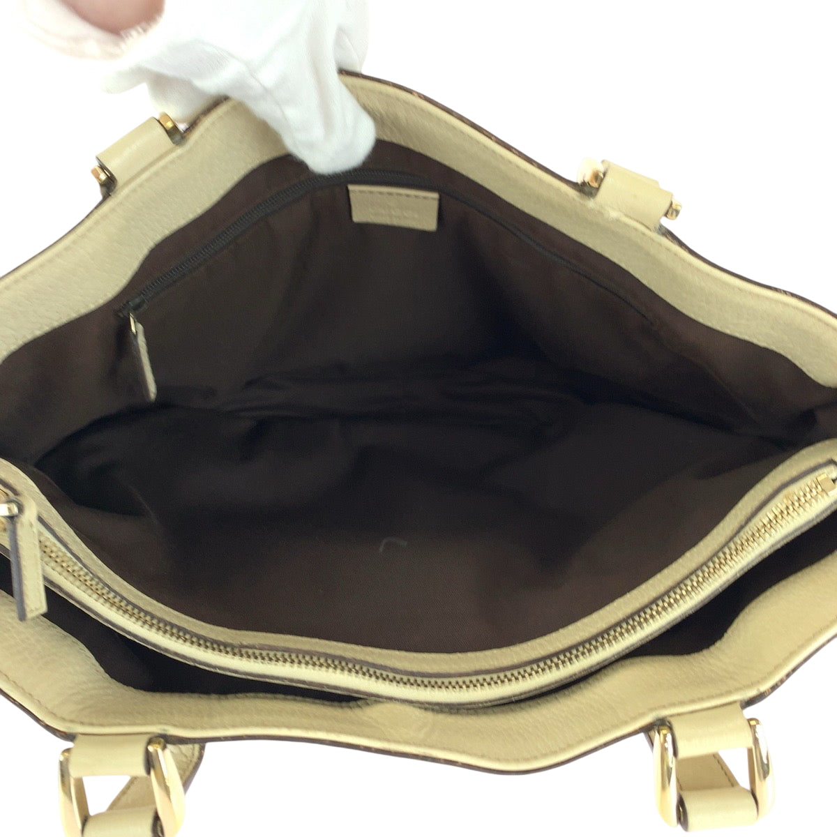16584
GUCCI グッチ ベージュ アイボリー ゴールド金具 GGキャンバス 170004 トートバッグ ハンドバッグ  レディース AB34