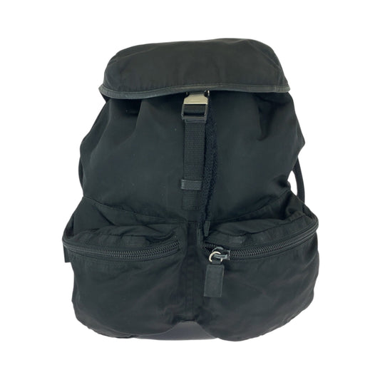 16585
PRADA プラダ テスート 三角ロゴプレート ブラック 黒 シルバー金具 ナイロン V164 リュックサック バックパック  レディース ABP41