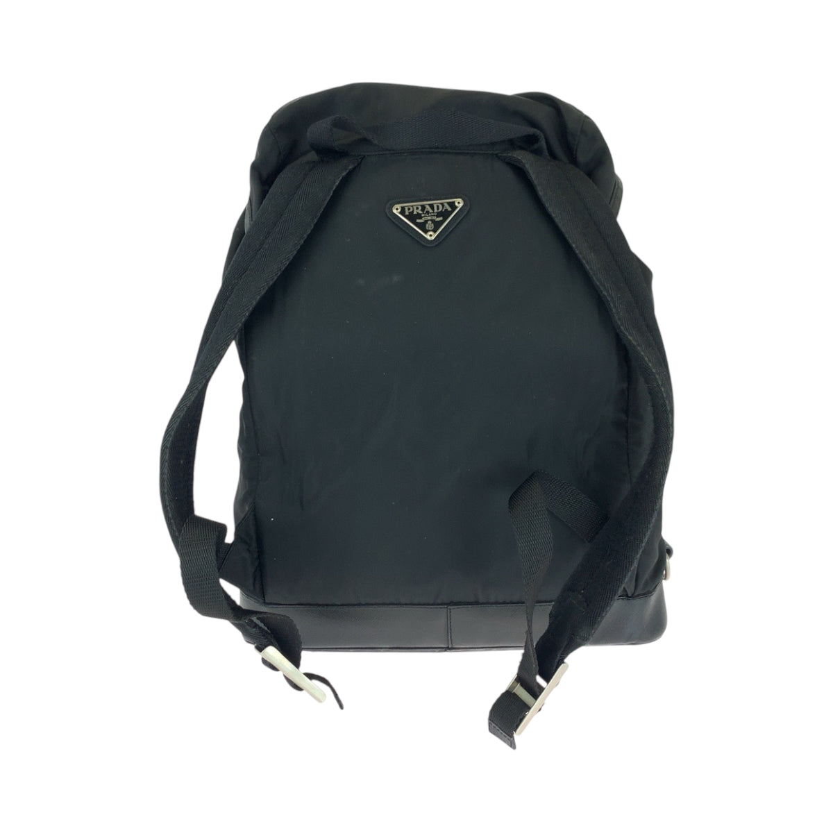 16585
PRADA プラダ テスート 三角ロゴプレート ブラック 黒 シルバー金具 ナイロン V164 リュックサック バックパック  レディース ABP41