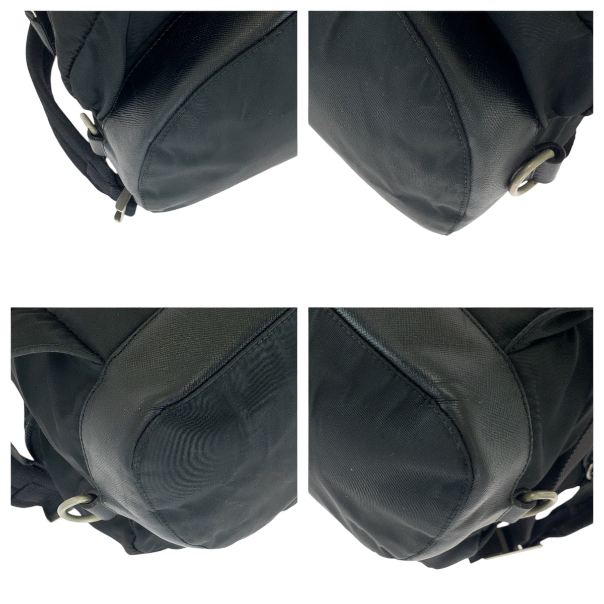 16585
PRADA プラダ テスート 三角ロゴプレート ブラック 黒 シルバー金具 ナイロン V164 リュックサック バックパック  レディース ABP41