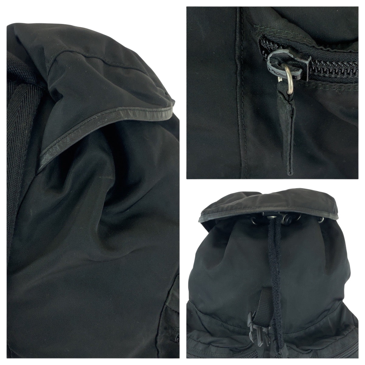 16585
PRADA プラダ テスート 三角ロゴプレート ブラック 黒 シルバー金具 ナイロン V164 リュックサック バックパック  レディース ABP41