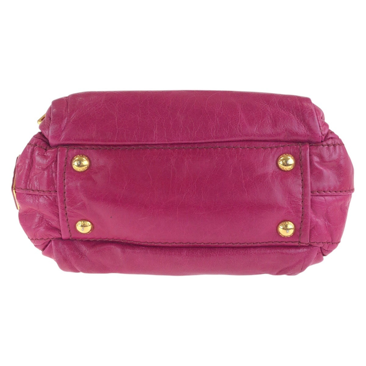 16586
PRADA プラダ 三角ロゴプレート ピンク ゴールド金具 レザー トートバッグ ショルダーバッグ 2way  レディース AB48