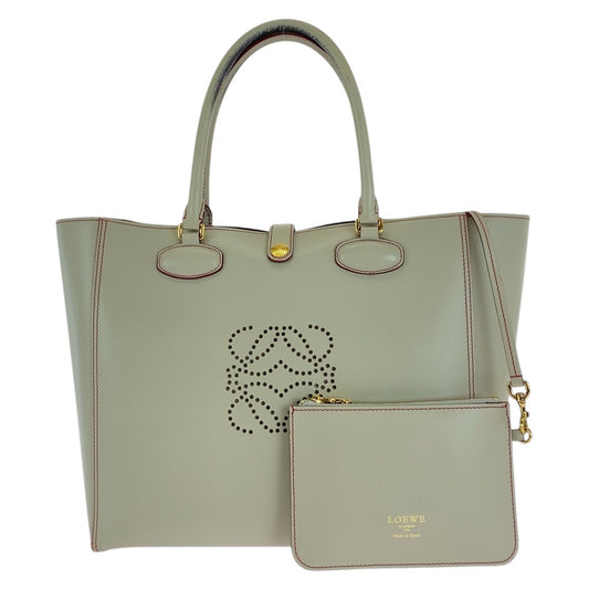 16589
LOEWE ロエベ アナグラム グレー ピンク ゴールド金具 レザー トートバッグ ショルダーバッグ  レディース
