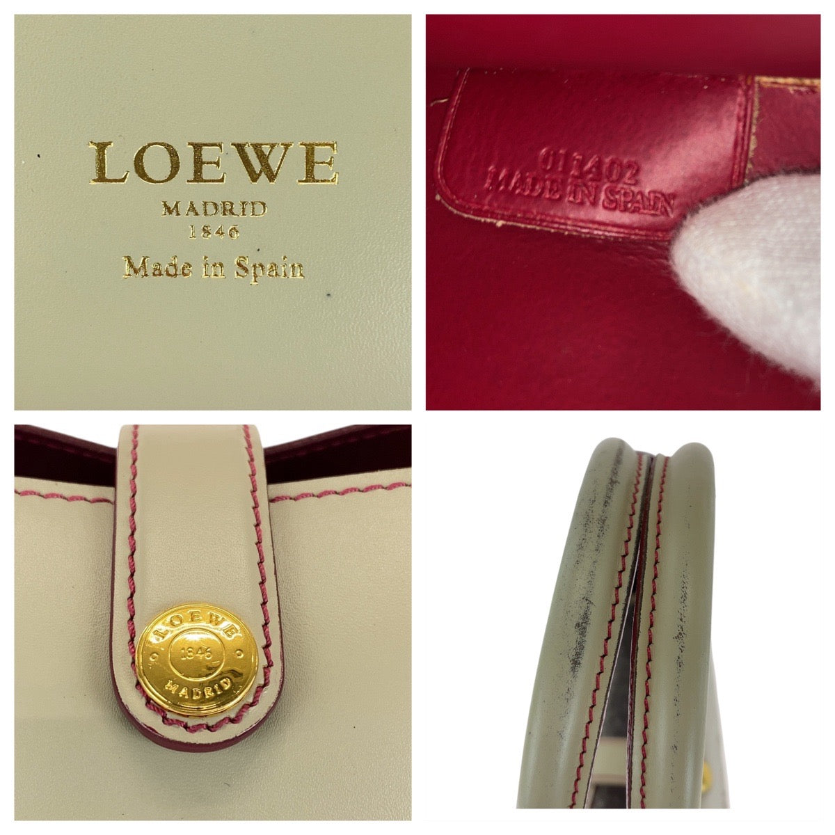 16589
LOEWE ロエベ アナグラム グレー ピンク ゴールド金具 レザー トートバッグ ショルダーバッグ  レディース